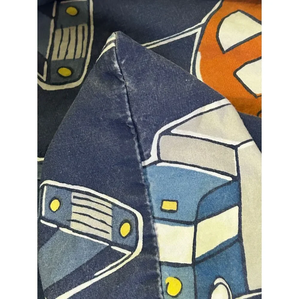 Pottery Barn Kids Twin Navy Blue Vehicle Cars Trucks Cotton Duvet Discontinued